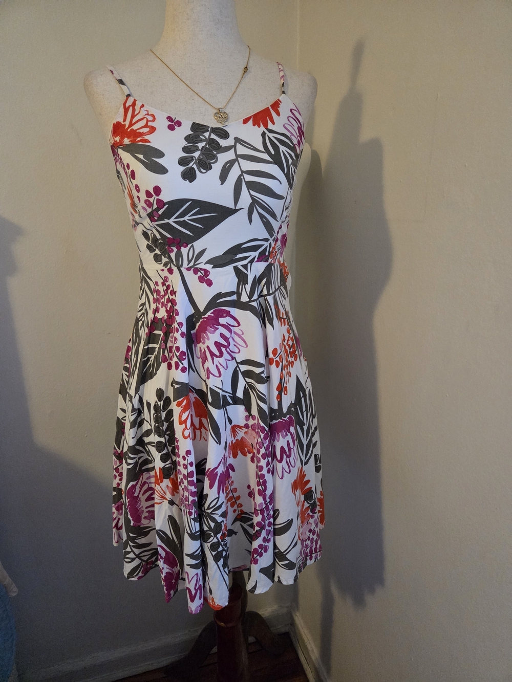 Old Navy White Floral Sundress with Pink & Orange Blooms